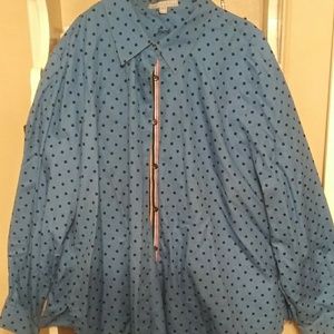 Blue Shirt with Black Polka Dots long sleeved